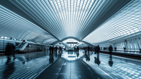 urban transportation inside the train station, people travel to work in city. Resplendent.の素材