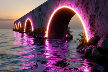 The full view of the nature that surrounded with varies amount of object from the nature like bright light from the sun or the reflective endless ocean from light of the sun and a endless sky. AIGX03.の素材