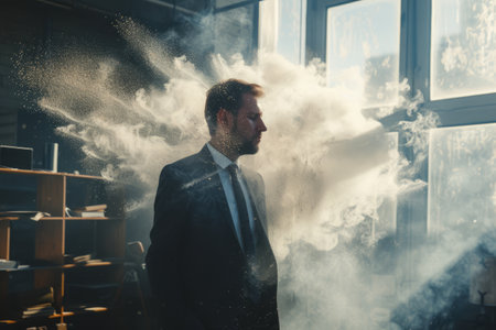 Technology disruption and job replacement concept caused by harmful technological transformation affecting the economic and workforce demands. A man profession is obsolete. AIG41の素材