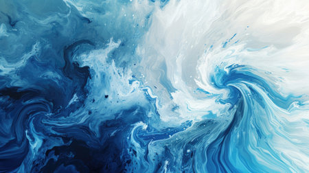 The abstract picture of the two colours between blue and white colour that has been mixing with each other in the form of the ink or liquid to become beautifully view of this abstract picture. AIGX01.の素材