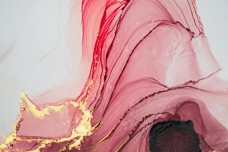 Original artwork photo of marble ink abstract art. High resolution photograph from exemplary original painting. Abstract painting was painted on HQ paper texture to create smooth marbling pattern.の写真素材