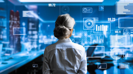 Financial advisor expert or trader working with BI business intelligence data chart and graph dashboard making decision for marketing strategy research for success of future LISP business planning.の写真素材