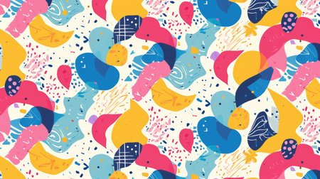 The picture of the colourful abstract shape wallpaper that has been mix with the primary colours and has become the colourful abstract various shapes that fill in every part of the wallpaper. AIGX01.の素材