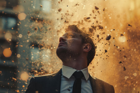 Technology disruption and job replacement concept caused by harmful technological transformation affecting the economic and workforce demands. A man profession is obsolete. AIG41の素材