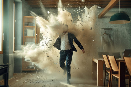 Technology disruption and job replacement concept caused by harmful technological transformation affecting the economic and workforce demands. A man profession is obsolete. AIG41の素材