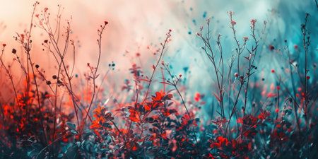 The close up abstract picture of the red colour flower and plant that has been growing and blooming from the beautifully view in the nature that cannot be found in the any normal situation. AIGX01.の素材