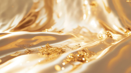 The abstract picture about gold water or liquid that has been flowing, waving, shining and reflected light to the camera like it has been made the light by itself that make it so beautiful. AIGX01.の素材