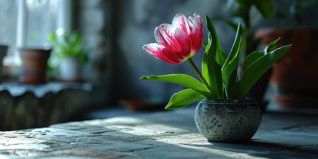 The varies group of the flower that has been put on the table and got illuminated with bright light from the morning or evening sun that make the detail of the group of the flower looks clear. AIGX03.の素材