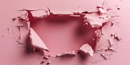 Close up view picture of the hollow pink hole on the the wall that show the breaking part of the wall that has been made from strong material yet still can be break to look through other side. AIGX03.の素材