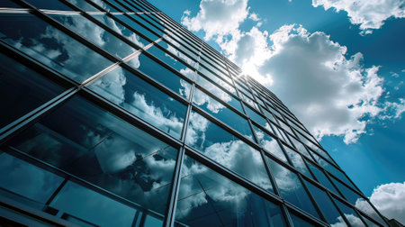 A big tall structure with an uncountable amount of the mirror or glass that reflect the of light by the bright sun and show what is on the other side of them that the picture of it so clear. AIGX03.の素材