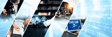 AI rules and law concept enforce to control AI artificial intelligence social responsibility and...