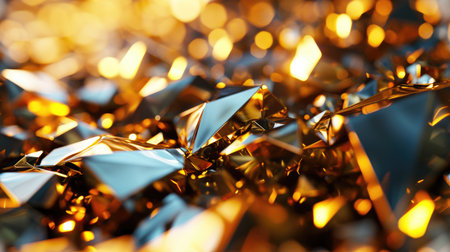 The abstract yellow picture of solid shape yellow object forming together to become strong material and reflective to bright light that has been shine to this reflective solid shape material. AIGX01.の素材