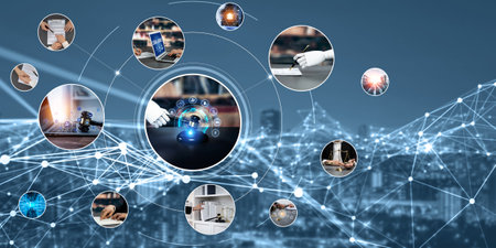 AI rules and law concept enforce to control AI artificial intelligence social responsibility and ensure fairness and transparency in usage of NLP generative AI to comply with international regulationの写真素材