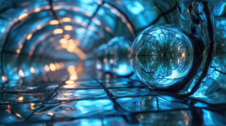 The picture of the abstract clean long hallway that has been created from the glass material that what make it looks beautiful yet fragile at the same time but can get light from every part. AIGX01.の素材