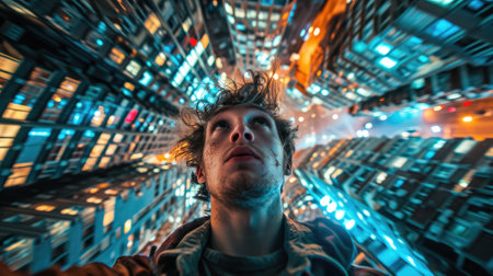 The picture that about the human face with different facial expression with colourful blowing effect near their head that can be portrayed feeling when they received too much the information. AIGX03.の素材