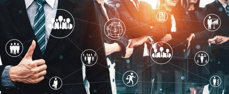 Teamwork and Business Human Resources - Group of business people working together as successful team building strength and unity for organization. Partnership, agreement and teamwork concept. udsの写真素材
