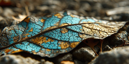 The picture of nature that focused to the gold leaf from tree in the forrest that stay on ground and got illuminated with the bright light of sunlight in the summer or spring time of the year. AIGX03.の素材