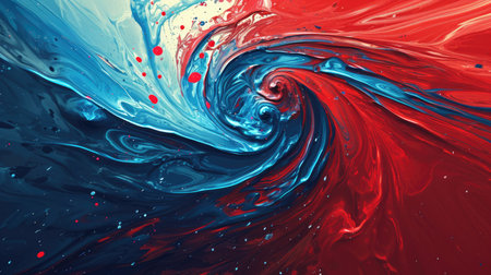 The abstract picture of the two colours between blue and red colour that has been mixing with each other in the form of the ink or liquid to become beautifully view of this abstract picture. AIGX01.の素材