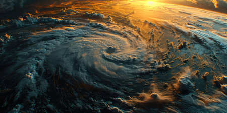 The greatest enormous hurricane possible that raging beyond the cloudscape and atmosphere that the inside of the hurricane has the gigantic eye of the storm in the middle of a great hurricane. AIGX03.の素材