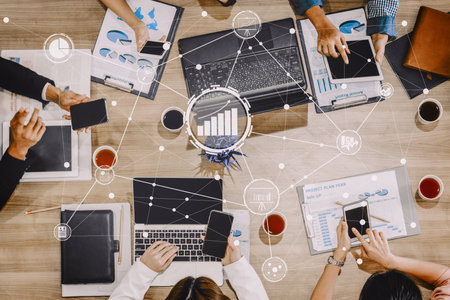 Data Analysis for Business and Finance Concept. interface showing future computer technology of profit analytic, online marketing research and information report for digital business strategy. udsの写真素材