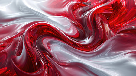 The abstract picture of the two colours of red and silver colours that has been created form of the waving shiny smooth satin fabric that curved and bend around this beauty abstract picture. AIGX01.の素材