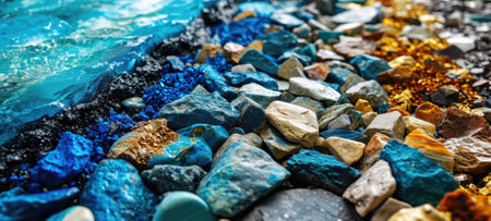 The pile of the multicolor of the marble and pebbles that can be used for decoration with many things like wall or floor and can be found anywhere that has used old fashioned decoration style. AIGX01.の素材