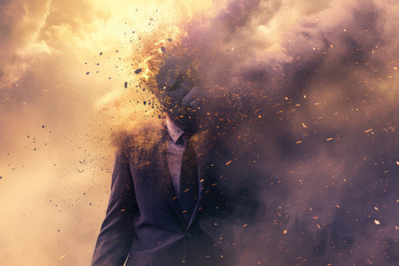 Technology disruption and job replacement concept caused by harmful technological transformation affecting the economic and workforce demands. A man profession is obsolete. AIG41の素材