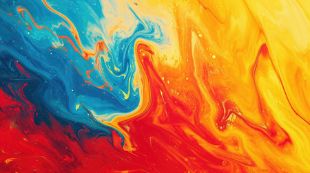 The abstract picture of the primary colours between blue, red, yellow that has been mixing with each other in the form of the ink or liquid to become beautifully view of this abstract picture. AIGX01.の素材