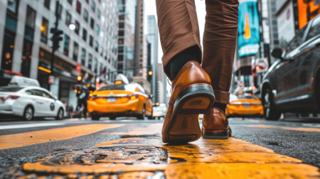 The picture of the person is working as business person and walking to work in street of the city, the businessman require skill like management, negotiation, marketing and the communication. AIG43.の素材