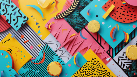 The picture of the colourful abstract shape wallpaper that has been mix with the primary colours and has become the colourful abstract various shapes that fill in every part of the wallpaper. AIGX01.の素材