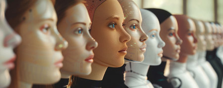 The picture of the group of the people and robot that standing next to each other that come from the various jobs, the different race gathering together that stand for the unite and teamwork. AIG43.の素材