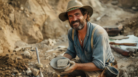 The picture of the archaeologist is working in dig site to search for antique item, the archaeologist require skill like research skill, fieldwork experience, analysis, and site Interpretation. AIG43.の素材