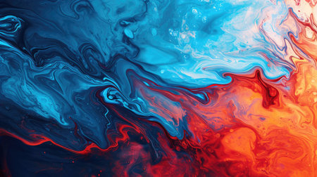The abstract picture of the two colours between blue and red colour that has been mixing with each other in the form of the ink or liquid to become beautifully view of this abstract picture. AIGX01.の素材