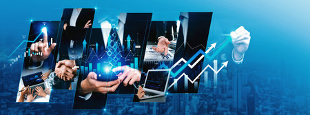 Futuristic business digital financial data technology concept for future big data analytic and...