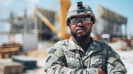 The picture of the military architect is working inside the construction site to planning to create the building structure, the architect require building knowledge and material knowledge. AIG43.の素材