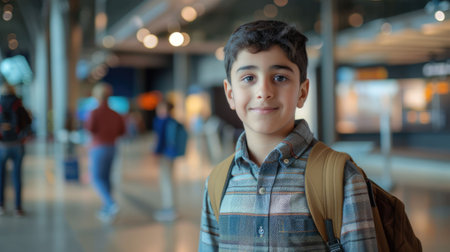 The picture of the middle eastern male child is traveling to the science museum or exhibition with curiosity to learning for education and research for the scientific information exploration. AIG43.の素材