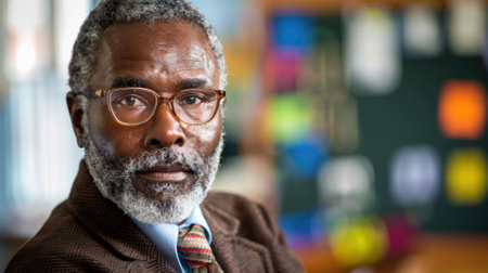 The close up picture of the african american educational consultant is working inside the classroom, educational consultant require skill like patience, communication skill and research skill. AIG43.の素材