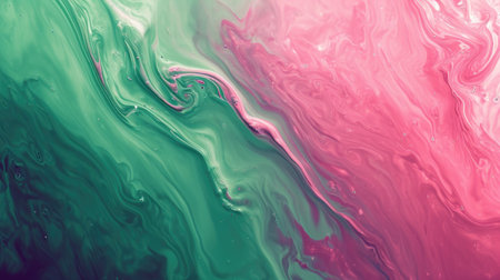 The abstract picture of the two colours between pink and green colour that has been mixing with each other in the form of the ink or liquid to become beautifully view of this abstract picture. AIGX01.の素材