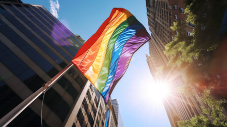 The pride flag or rainbow banner is the symbol of LGBT or LGBTQ that represents the diversity of genders, love, romance, tolerance, celebration and concept of lgbtq community around the world. AIGX03.の素材