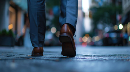 The picture of the person is working as business person and walking to work in street of the city, the businessman require skill like management, negotiation, marketing and the communication. AIG43.の素材