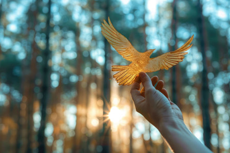 nature art of leaf carved into animal shape showing concept of sustainability and environmental conservation. aigx04の素材