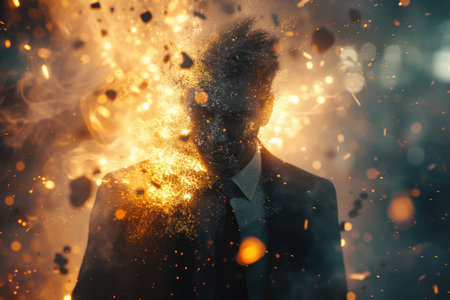 Technology disruption and job replacement concept caused by harmful technological transformation affecting the economic and workforce demands. A man profession is obsolete. AIG41の素材