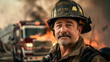 The picture of the firefighter or fireman that their duty is fighting the fire by using the water or fire extinguisher or save the people from the fire, this job require training and strength. AIG43.の素材