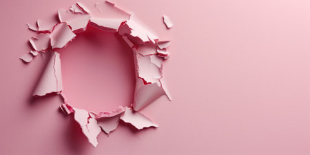 Close up view picture of the hollow pink hole on the the wall that show the breaking part of the wall that has been made from strong material yet still can be break to look through other side. AIGX03.の素材