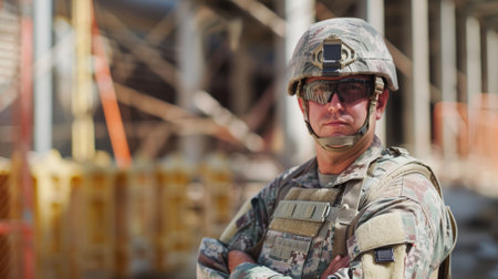 The picture of the military architect is working inside the construction site to planning to create the building structure, the architect require building knowledge and material knowledge. AIG43.の素材