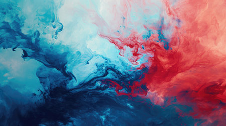 The abstract picture of the two colours between blue and red colour that has been mixing with each other in the form of the ink or liquid to become beautifully view of this abstract picture. AIGX01.の素材