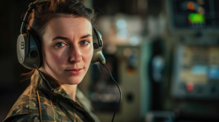 The picture of military officer is working on communication to communicate with other soldier, the soldier require skill combat training, endurance, physical strength and technical knowledge. AIG43.の素材