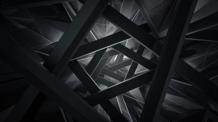 3d render, black and white, abstract, geometric shapes, lines, intersecting, glowing edges AIG51A.の素材