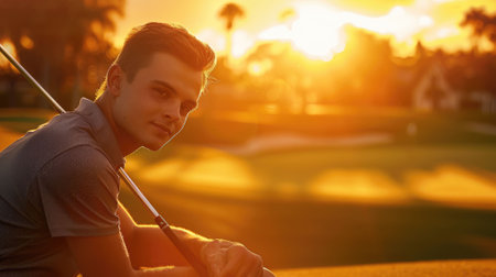 The picture of the professional golfer is playing the golf inside the grass green field, the golfer require skill like the mental focus, concentration, technique, strategy and physical fitness. AIG43.の素材