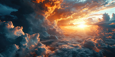 The greatest enormous tall group of cloudscape possible that raging beyond the land on earth and form some sort of cloud storm so called the cumulonimbus and floating at the upper atmosphere. AIGX03.の素材